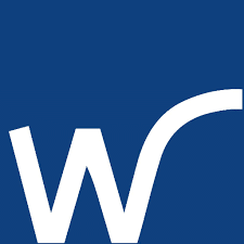 White capital letter "W" on a blue background, with the top right part of the letter forming a curved line that extends upwards, reminiscent of Wayleadr's innovative approach to parking management.