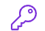 A simple illustration of a purple key with a rounded head and a hole in the center, pointing upwards to the right, symbolizes streamlined desk booking.