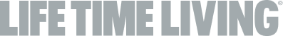 The words "LIFE TIME LIVING" are displayed in large, bold, gray capital letters on a white background.