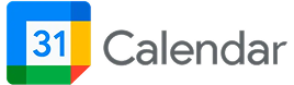Google Calendar logo featuring a multicolored square with "31" and the word "Calendar" in gray text to the right.