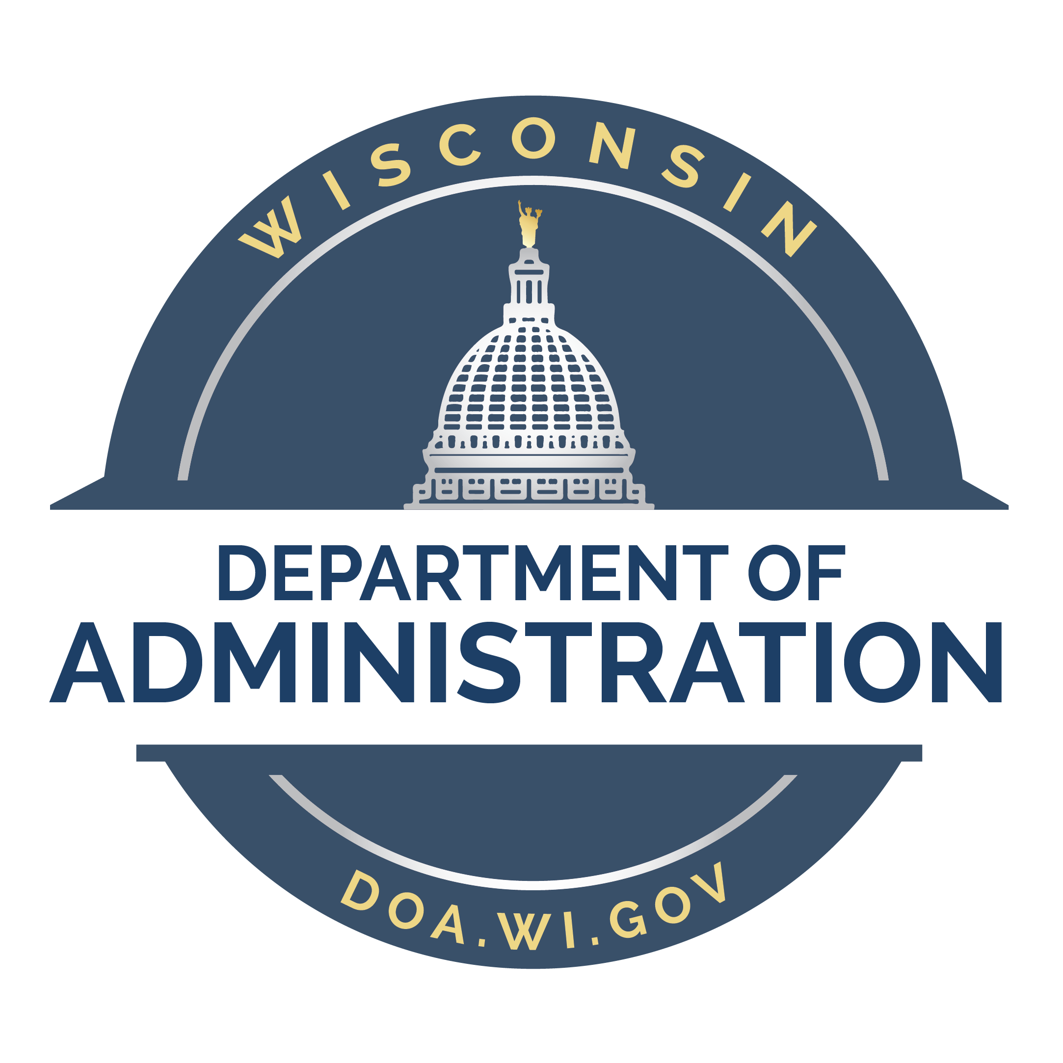 Logo of the Wisconsin Department of Administration, featuring a dome illustration and the website address doa.wi.gov.